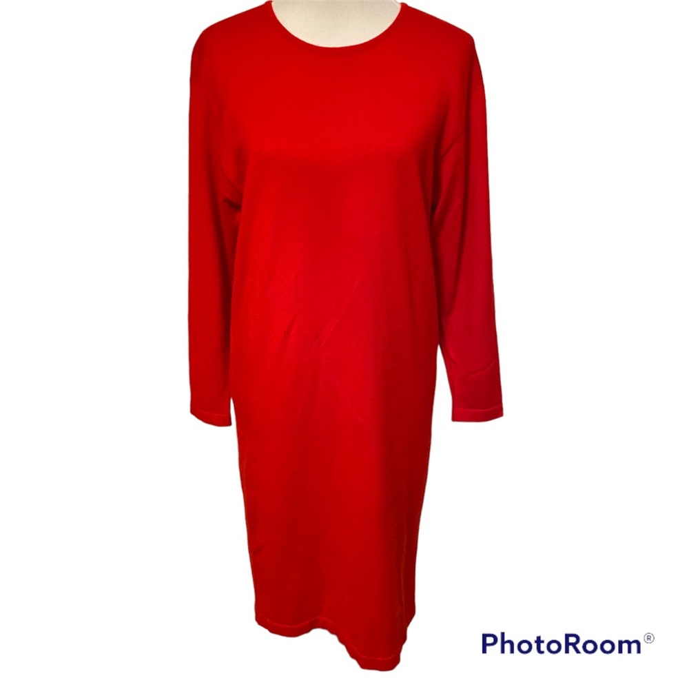 BERGDORF GOODMAN DRESS VINTAGE RED SHIFT SOFT CASHMERE SILK BLEND SIZE M